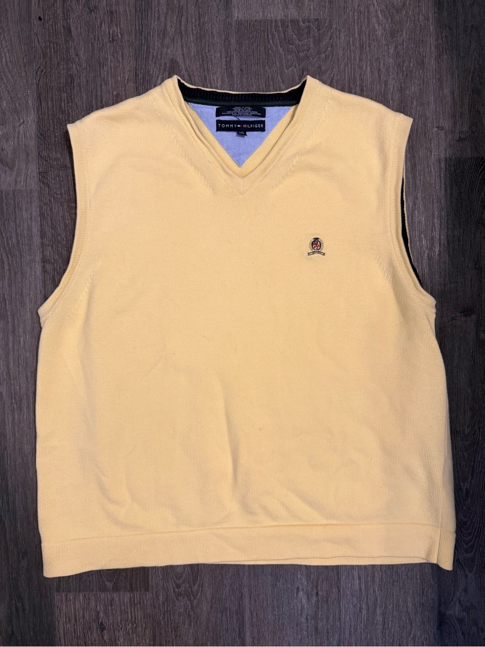 Tommy Hilfiger Men’s V-Neck Pale Yellow Knit Sweater Vest